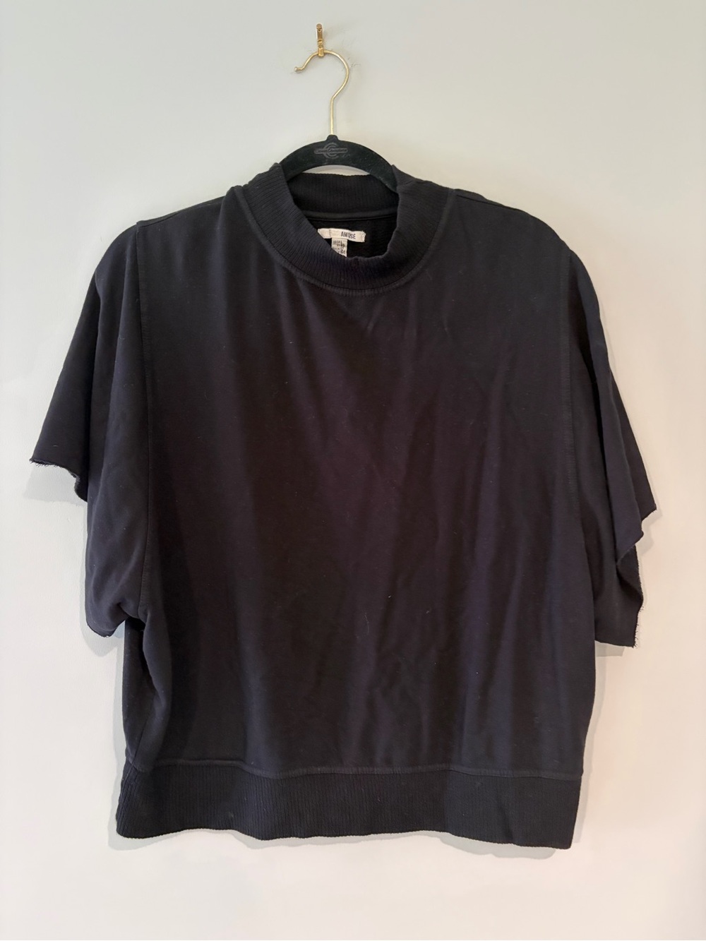 Muse Black Short-Sleeve Mock Neck Top